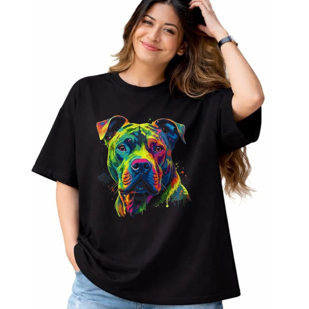 Dog Love Shirt, Dog Lover Gift T-Shirt/Hoodie/Sweatshirt HLT00 - Pit Bull Mom Dog Lover Colorful Artistic Pitbull Owner Women T-Shirt