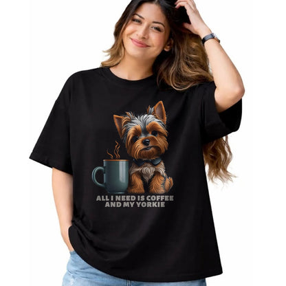 Dog Love Shirt, Dog Lover Gift T-Shirt/Hoodie/Sweatshirt HLT00 - All I Need Is Coffee And My Yorkie Funny Yorkie Dog Mom T-Shirt