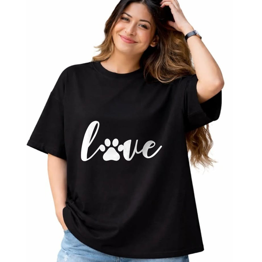 Dog Love Shirt, Dog Lover Gift T-Shirt/Hoodie/Sweatshirt HLT00 - Paw Print Love Heart Funny Cool Dog Cat Mom Pet Animal Lover T-Shirt (1)