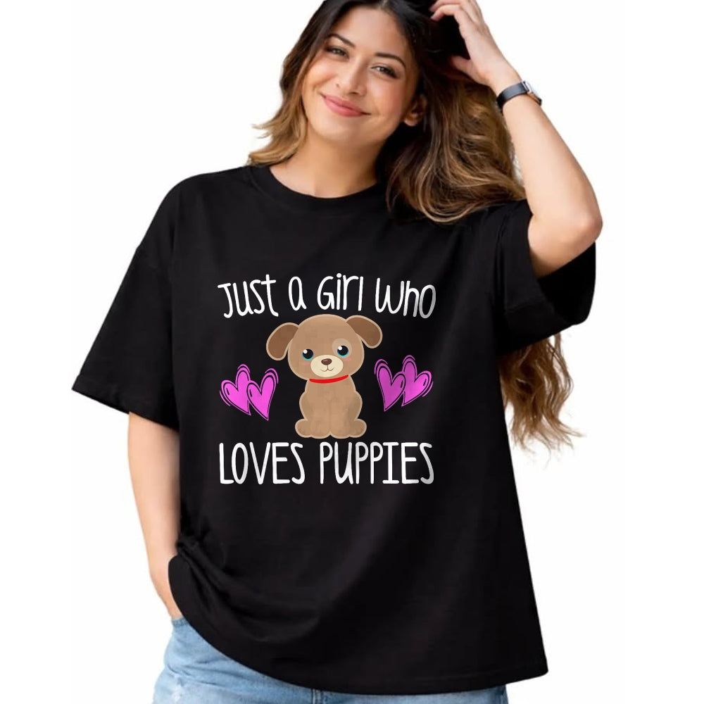 Dog Love Shirt, Dog Lover Gift T-Shirt/Hoodie/Sweatshirt HLT00 - JUST A GIRL WHO LOVES PUPPIES Cute Puppy Dog Toddler Kids T-Shirt