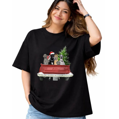Dog Love Shirt, Dog Lover Gift T-Shirt/Hoodie/Sweatshirt HLT00 - Cute Great Dane Christmas Top, Dog Mom Owner Vintage Truck T-Shirt