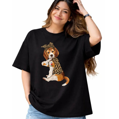 Dog Love Shirt, Dog Lover Gift T-Shirt/Hoodie/Sweatshirt HLT00 - Beagle Dog Lover Tee I Love Mom Tattoo Leopard Mothers Day T-Shirt