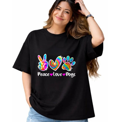Dog Love Shirt, Dog Lover Gift T-Shirt/Hoodie/Sweatshirt HLT00 - Cute Peace Love Dogs Tie Dye Dog Paw Dog Mom Mothers Day T-Shirt