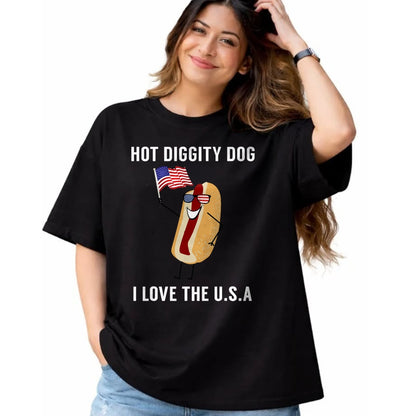Dog Love Shirt, Dog Lover Gift T-Shirt/Hoodie/Sweatshirt HLT00 - Hot Diggity Dog I Love USA - Funny Fourth of July T-Shirt (1)