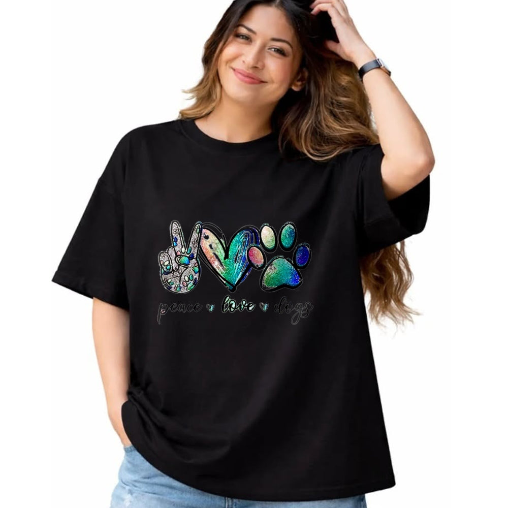 Dog Love Shirt, Dog Lover Gift T-Shirt/Hoodie/Sweatshirt HLT00 - Womens Peace love dogs V-Neck T-Shirt