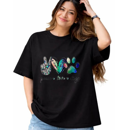 Dog Love Shirt, Dog Lover Gift T-Shirt/Hoodie/Sweatshirt HLT00 - Womens Peace love dogs V-Neck T-Shirt