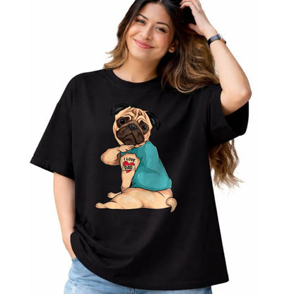 Dog Love Shirt, Dog Lover Gift T-Shirt/Hoodie/Sweatshirt HLT00 - Father_s Day gift funny dog Pug i love Dad tattoo T-Shirt