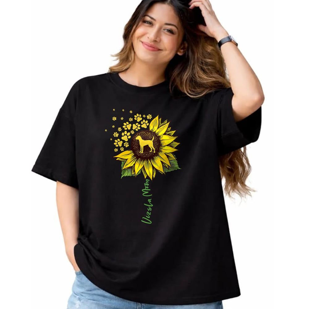Dog Love Shirt, Dog Lover Gift T-Shirt/Hoodie/Sweatshirt HLT00 - Vizsla Mom Sunflower Vizsla Gifts Dog Mom Mama T-Shirt