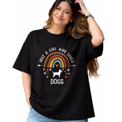 Dog Love Shirt, Dog Lover Gift T-Shirt/Hoodie/Sweatshirt HLT00 - Just A Girl Who Loves Dogs Rainbow Gifts For Dog Lover Women T-Shirt