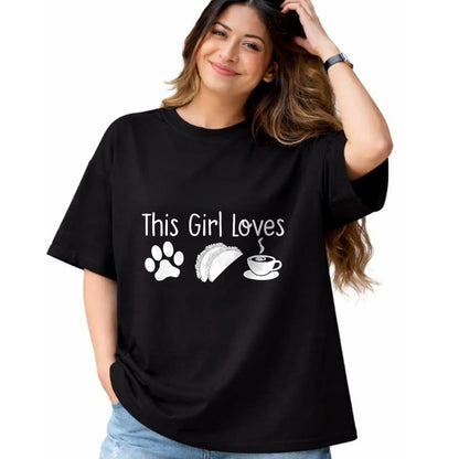Dog Love Shirt, Dog Lover Gift T-Shirt/Hoodie/Sweatshirt HLT00 - THIS GIRL LOVES DOGS TACOS COFFEE T-Shirt Women Mom Gift