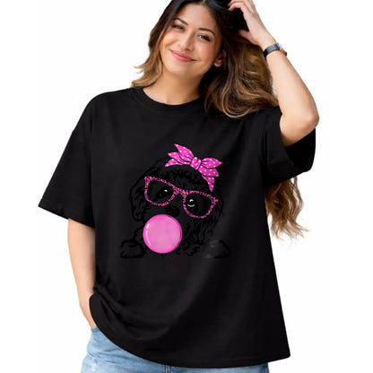 Dog Love Shirt, Dog Lover Gift T-Shirt/Hoodie/Sweatshirt HLT00 - Cavapoo dog mom with bubble gum bandana glasses T-Shirt