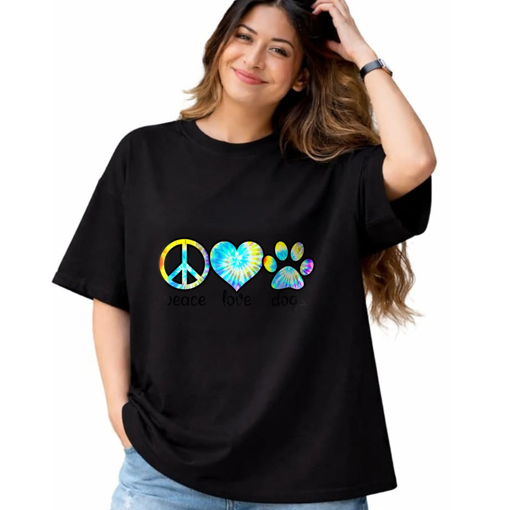 Dog Love Shirt, Dog Lover Gift T-Shirt/Hoodie/Sweatshirt HLT00 - Dog Love Shirt Dog Mom Dog Dads Gift Peace Love Dogs Tie Dye T-Shirt