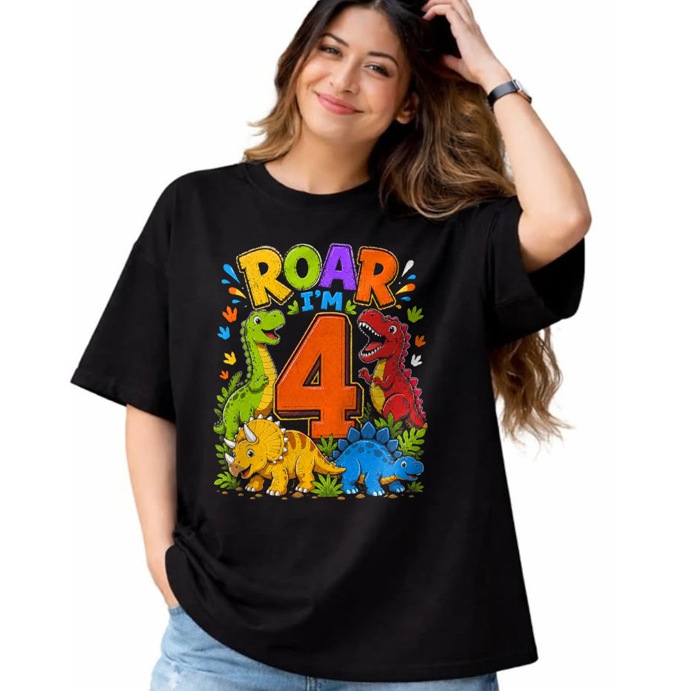 Best Dinosaur Lover Shirt, Funny Dinosaur UnisexT-Shirt/Hoodie/Sweatshirt HLT00 - Dinosaur 4th Four Roar I_m 4 Birthday 4 Year Old Boys Gifts T-Shirt