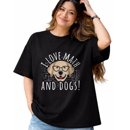 Dog Love Shirt, Dog Lover Gift T-Shirt/Hoodie/Sweatshirt HLT00 - I Love Math And Dogs Algebra Brown Dog Teacher Student Gift T-Shirt