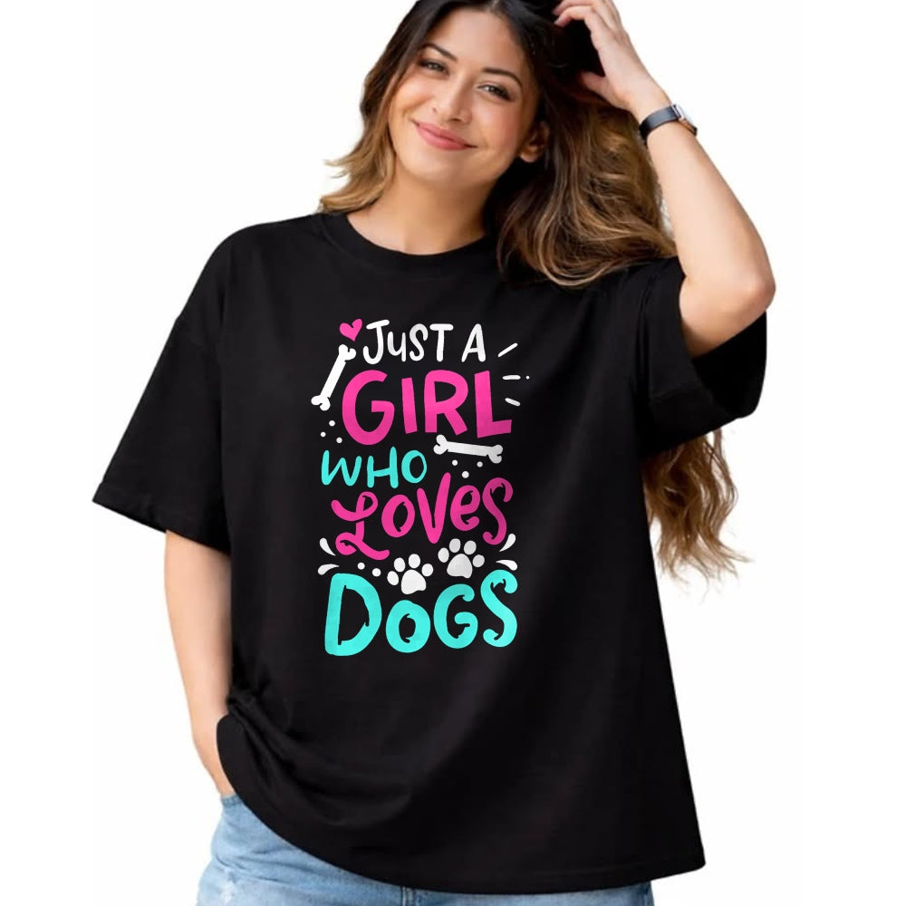 Dog Love Shirt, Dog Lover Gift T-Shirt/Hoodie/Sweatshirt HLT00 - Just a Girl Who Loves Dogs Funny Dog School Dog Trainer T-Shirt
