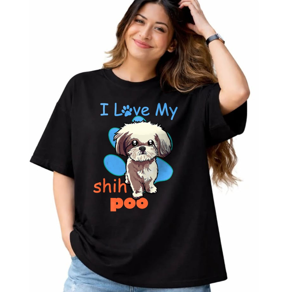 Dog Love Shirt, Dog Lover Gift T-Shirt/Hoodie/Sweatshirt HLT00 - I Love My Shih Poo Shirt Best Dog Lover Paw Print Christmas T-Shirt