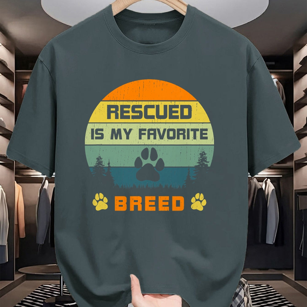 Dog Love Shirt, Dog Lover Gift T-Shirt/Hoodie/Sweatshirt HLT00 - Love Dogs Rescue Rescued Is My Favorite Breed Vintage Paw T-Shirt