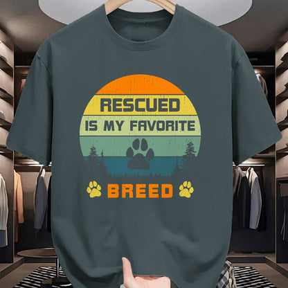 Dog Love Shirt, Dog Lover Gift T-Shirt/Hoodie/Sweatshirt HLT00 - Love Dogs Rescue Rescued Is My Favorite Breed Vintage Paw T-Shirt