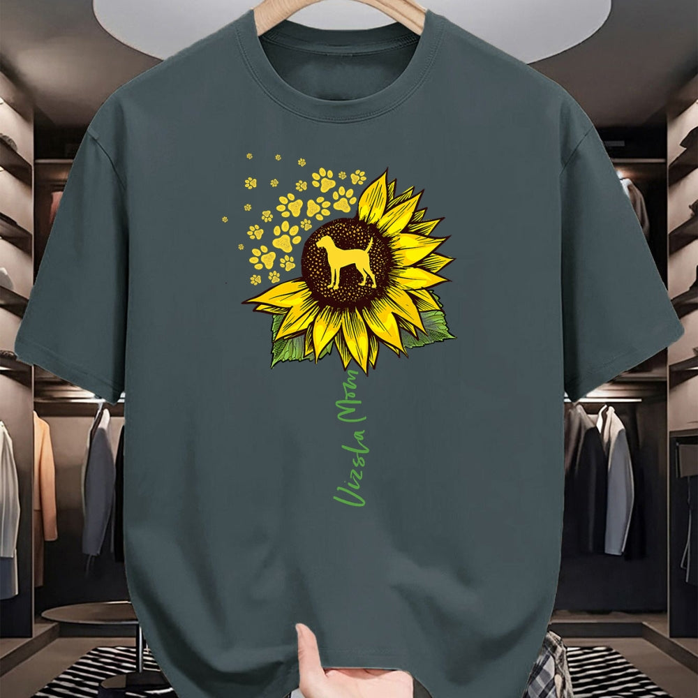 Dog Love Shirt, Dog Lover Gift T-Shirt/Hoodie/Sweatshirt HLT00 - Vizsla Mom Sunflower Vizsla Gifts Dog Mom Mama T-Shirt