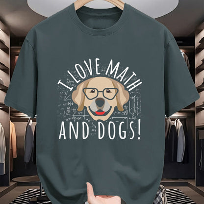Dog Love Shirt, Dog Lover Gift T-Shirt/Hoodie/Sweatshirt HLT00 - I Love Math And Dogs Algebra Brown Dog Teacher Student Gift T-Shirt