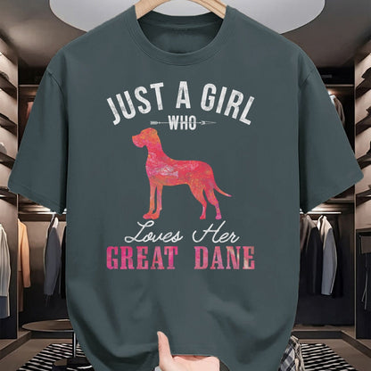Dog Love Shirt, Dog Lover Gift T-Shirt/Hoodie/Sweatshirt HLT00 - Just A Girl Who Loves Her Great Dane Dog Owner Gift T-Shirt