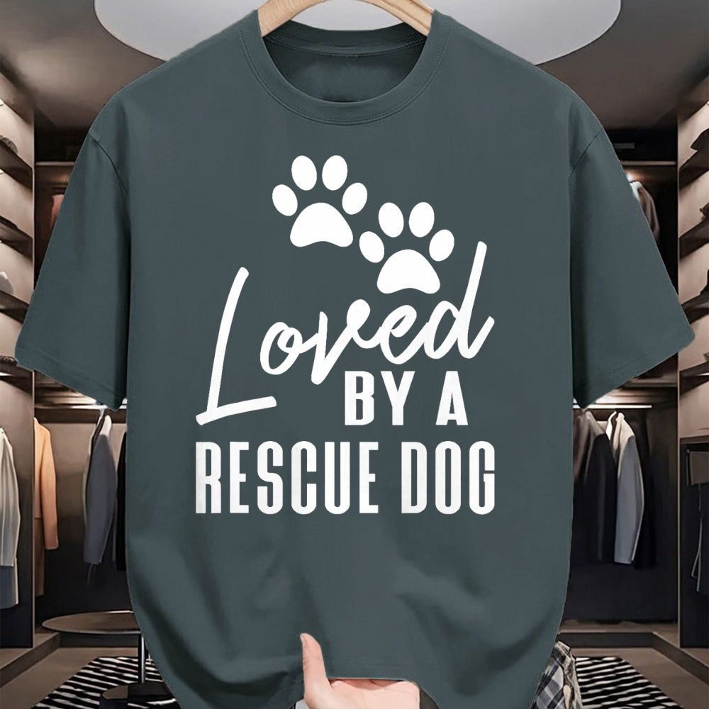 Dog Love Shirt, Dog Lover Gift T-Shirt/Hoodie/Sweatshirt HLT00 - Loved By A Rescue Dog - Foster Mom Rescue Dad T-Shirt