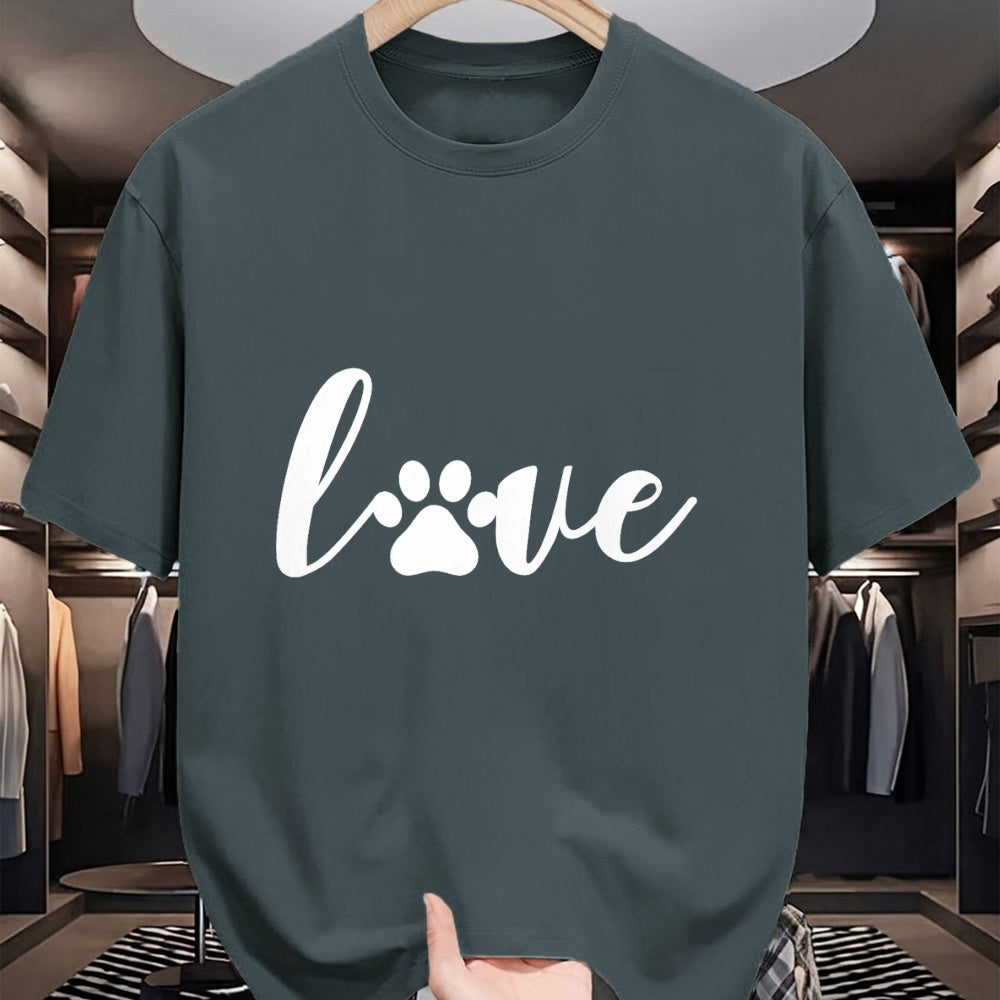 Dog Love Shirt, Dog Lover Gift T-Shirt/Hoodie/Sweatshirt HLT00 - Paw Print Love Heart Funny Cool Dog Cat Mom Pet Animal Lover T-Shirt (1)