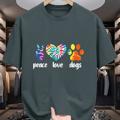 Dog Love Shirt, Dog Lover Gift T-Shirt/Hoodie/Sweatshirt HLT00 - Peace Love Dogs Paws Tie Dye Rainbow Animal Rescue Long Sleeve T-Shirt