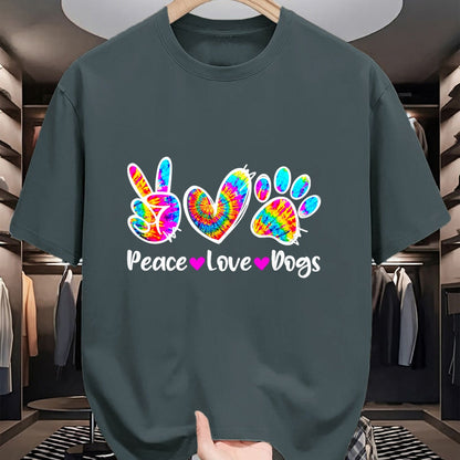 Dog Love Shirt, Dog Lover Gift T-Shirt/Hoodie/Sweatshirt HLT00 - Cute Peace Love Dogs Tie Dye Dog Paw Dog Mom Mothers Day T-Shirt