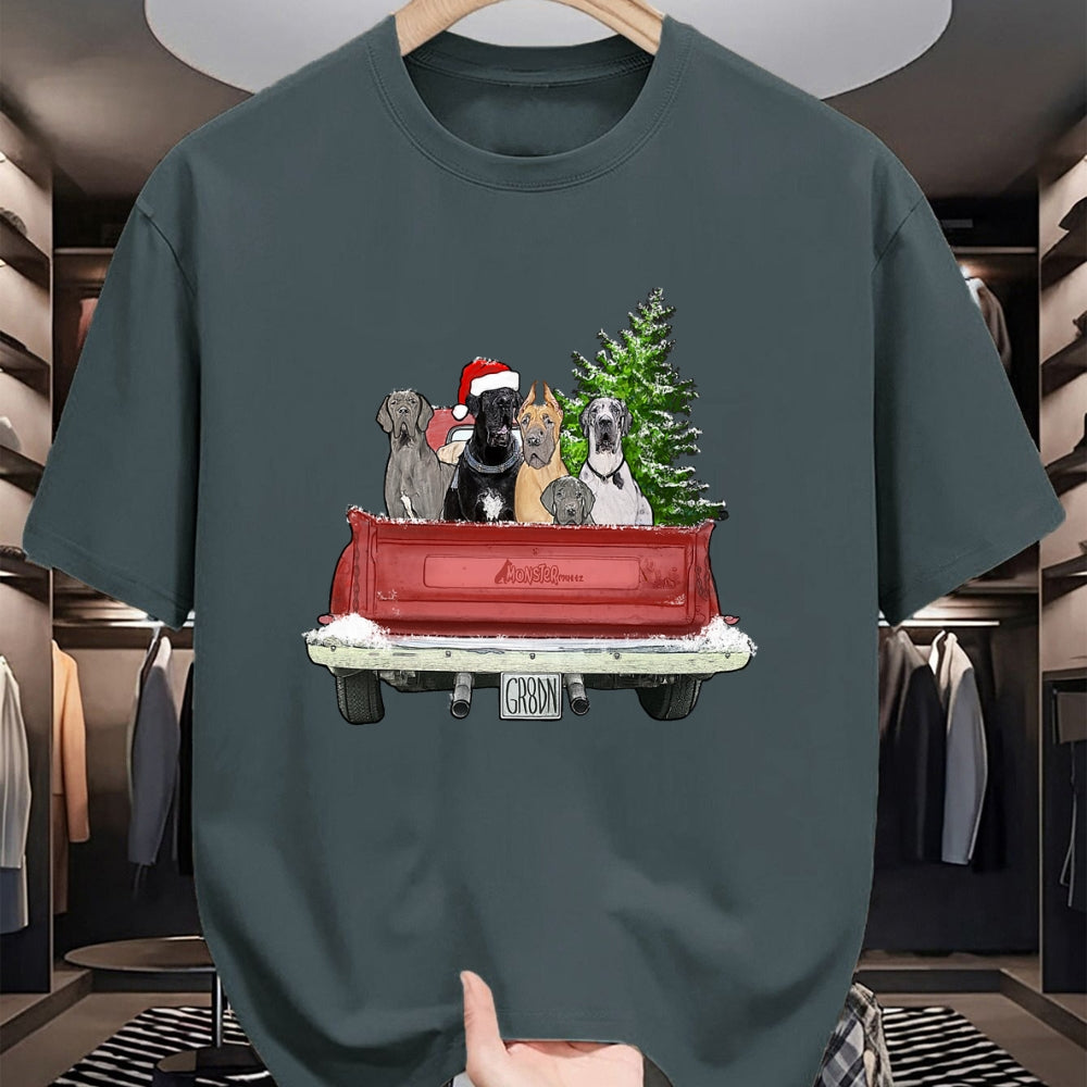 Dog Love Shirt, Dog Lover Gift T-Shirt/Hoodie/Sweatshirt HLT00 - Cute Great Dane Christmas Top, Dog Mom Owner Vintage Truck T-Shirt