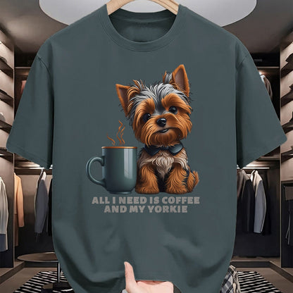 Dog Love Shirt, Dog Lover Gift T-Shirt/Hoodie/Sweatshirt HLT00 - All I Need Is Coffee And My Yorkie Funny Yorkie Dog Mom T-Shirt