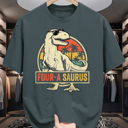 Best Dinosaur Lover Shirt, Funny Dinosaur UnisexT-Shirt/Hoodie/Sweatshirt HLT00 - Four a Saurus Birthday T Rex 4 Year Old Dino 4th Dinosaur T-Shirt
