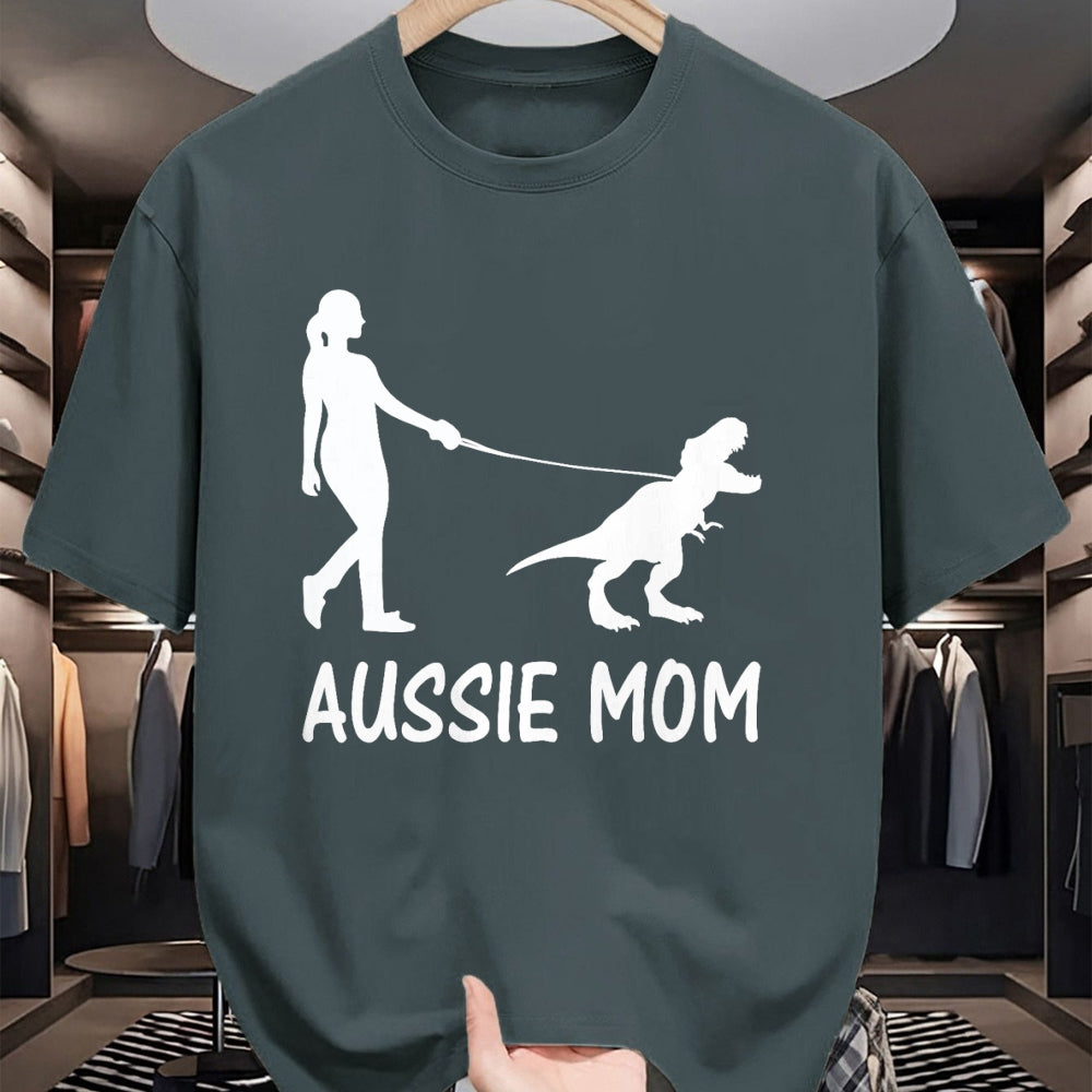 Dog Love Shirt, Dog Lover Gift T-Shirt/Hoodie/Sweatshirt HLT00 - Aussie Mom Australian Shepherd Dog Dinosaur Women Mother T-Shirt