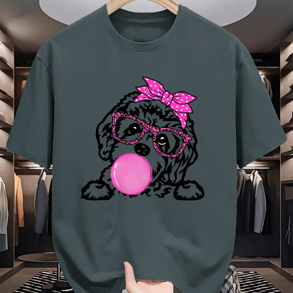 Dog Love Shirt, Dog Lover Gift T-Shirt/Hoodie/Sweatshirt HLT00 - Cavapoo dog mom with bubble gum bandana glasses T-Shirt