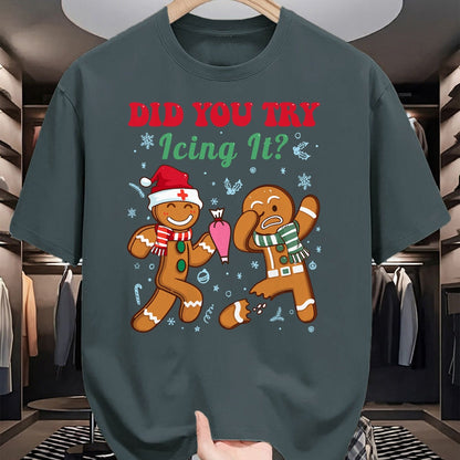 Funny Nurse Shirt, Nurse Unisex T-Shirt/Hoodie/Sweatshirt HLT00 - Funny Nurse Christmas Gingerbread Man Did You Try Icing It T-Shirt