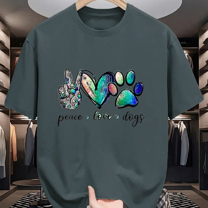 Dog Love Shirt, Dog Lover Gift T-Shirt/Hoodie/Sweatshirt HLT00 - Womens Peace love dogs V-Neck T-Shirt
