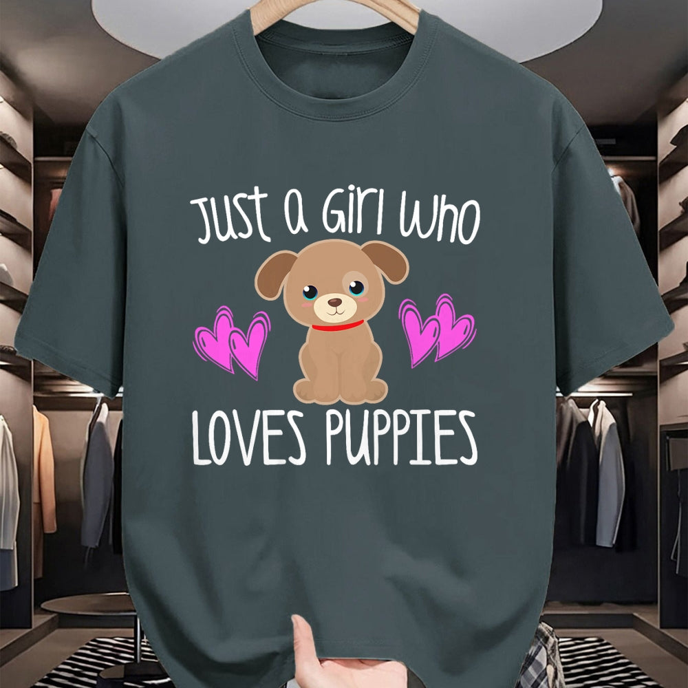 Dog Love Shirt, Dog Lover Gift T-Shirt/Hoodie/Sweatshirt HLT00 - JUST A GIRL WHO LOVES PUPPIES Cute Puppy Dog Toddler Kids T-Shirt