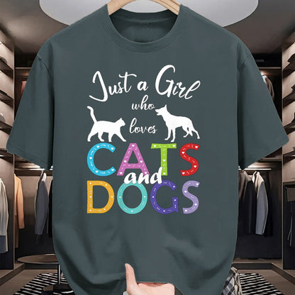 Dog Love Shirt, Dog Lover Gift T-Shirt/Hoodie/Sweatshirt HLT00 - Just A Girl Who Loves Cats And Dogs Lover Girl T-Shirt
