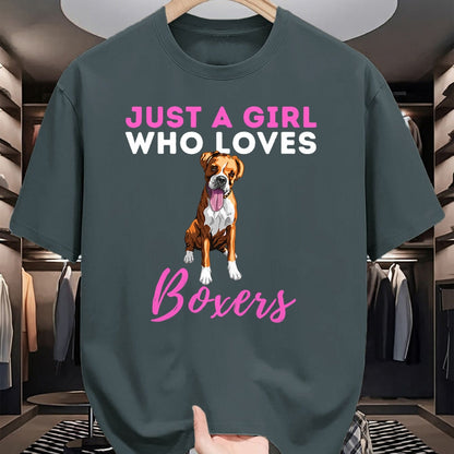 Dog Love Shirt, Dog Lover Gift T-Shirt/Hoodie/Sweatshirt HLT00 - Just A Girl Who Loves Boxers - Cute German Boxer Dog Owner T-Shirt