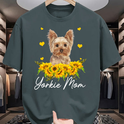 Dog Love Shirt, Dog Lover Gift T-Shirt/Hoodie/Sweatshirt HLT00 - Womens Sunflower Yorkie Mom Dog Lover T-Shirt