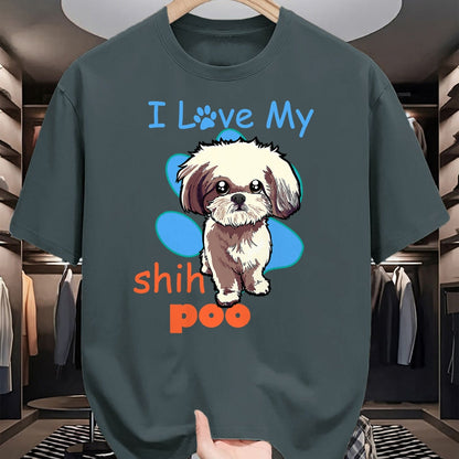 Dog Love Shirt, Dog Lover Gift T-Shirt/Hoodie/Sweatshirt HLT00 - I Love My Shih Poo Shirt Best Dog Lover Paw Print Christmas T-Shirt