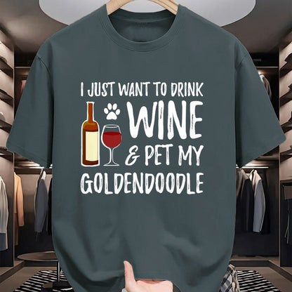 Dog Love Shirt, Dog Lover Gift T-Shirt/Hoodie/Sweatshirt HLT00 - Wine and Goldendoodle T-Shirt for Goldendoodle Dog Mom T-Shirt