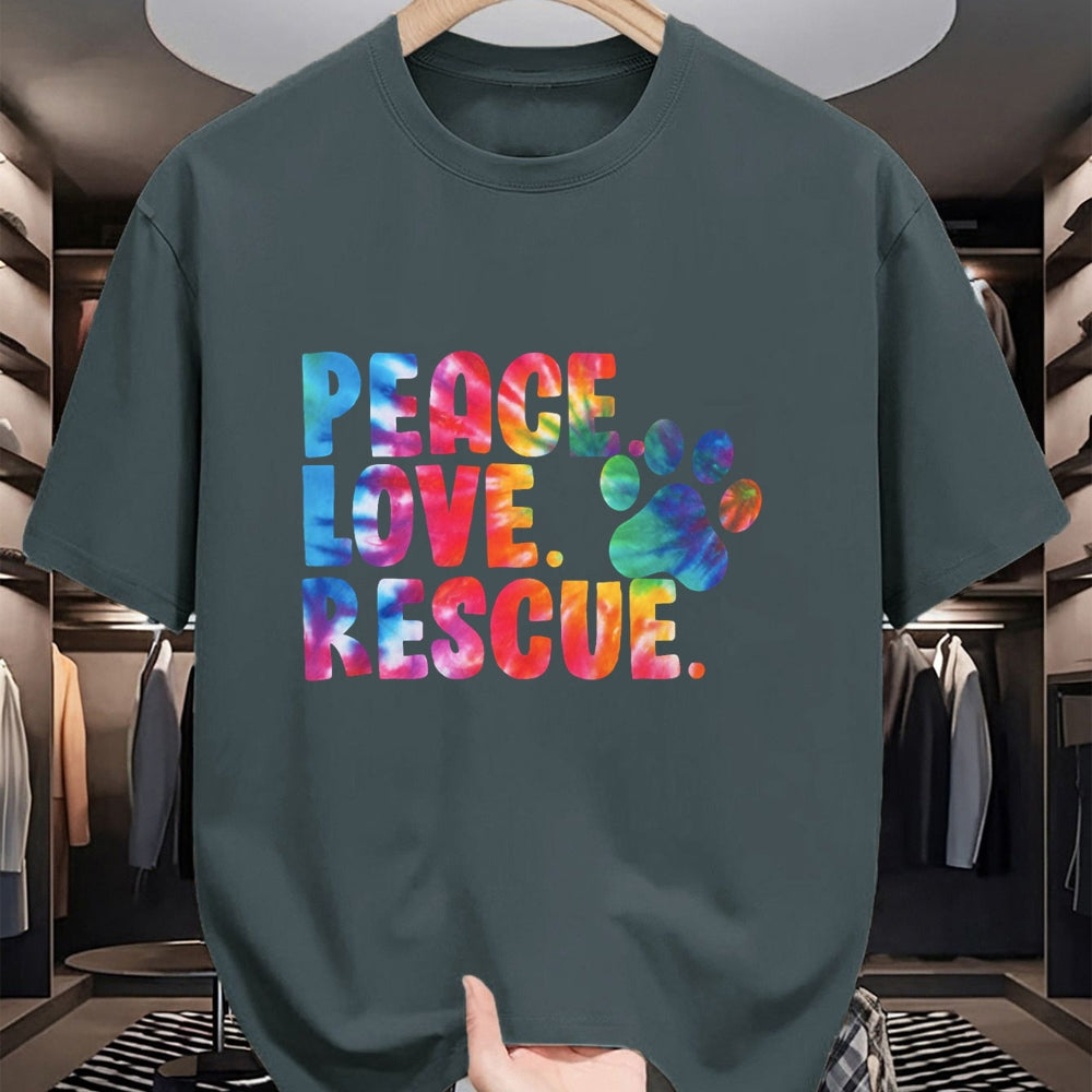 Dog Love Shirt, Dog Lover Gift T-Shirt/Hoodie/Sweatshirt HLT00 - Peace Love Rescue Dog Lover Parent Adopted Tie Dye T-Shirt