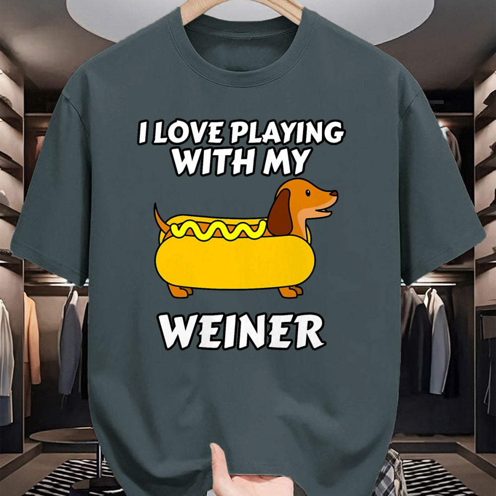 Dog Love Shirt, Dog Lover Gift T-Shirt/Hoodie/Sweatshirt HLT00 - I Love Playing With My Wiener Dachshund Dog Weenie T-Shirt
