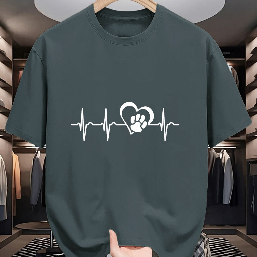 Dog Love Shirt, Dog Lover Gift T-Shirt/Hoodie/Sweatshirt HLT00 - Heartbeat dog paw heart dog love T-Shirt