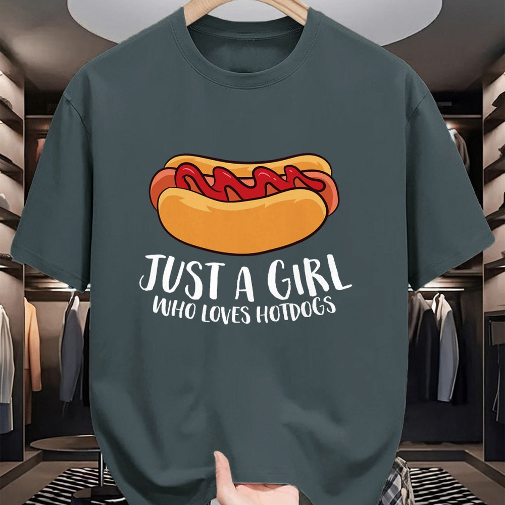 Dog Love Shirt, Dog Lover Gift T-Shirt/Hoodie/Sweatshirt HLT00 - Just a Girl Who Loves Hotdogs T-Shirt