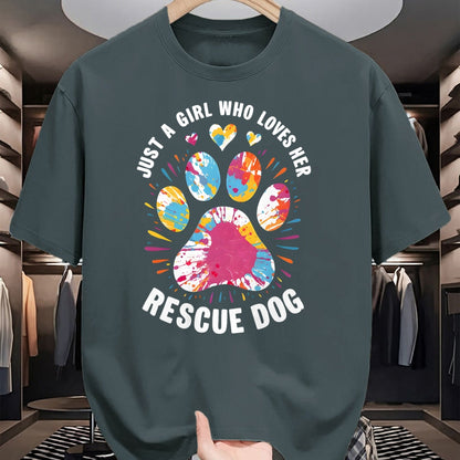 Dog Love Shirt, Dog Lover Gift T-Shirt/Hoodie/Sweatshirt HLT00 - Just a Girl Who Loves Her Rescue Dog Dog Lovers Pet Owners T-Shirt