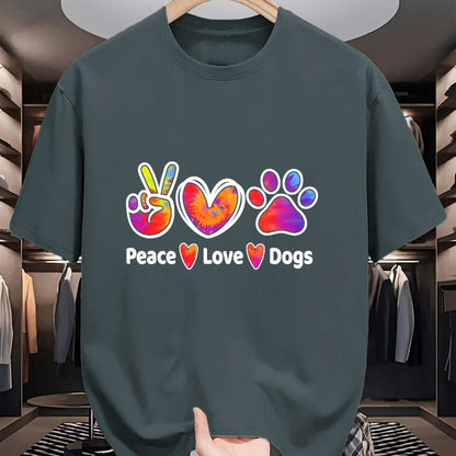 Dog Love Shirt, Dog Lover Gift T-Shirt/Hoodie/Sweatshirt HLT00 - Dog Lover Peace Love Dogs Funny Cute Puppy Paw Tie Dye T-Shirt