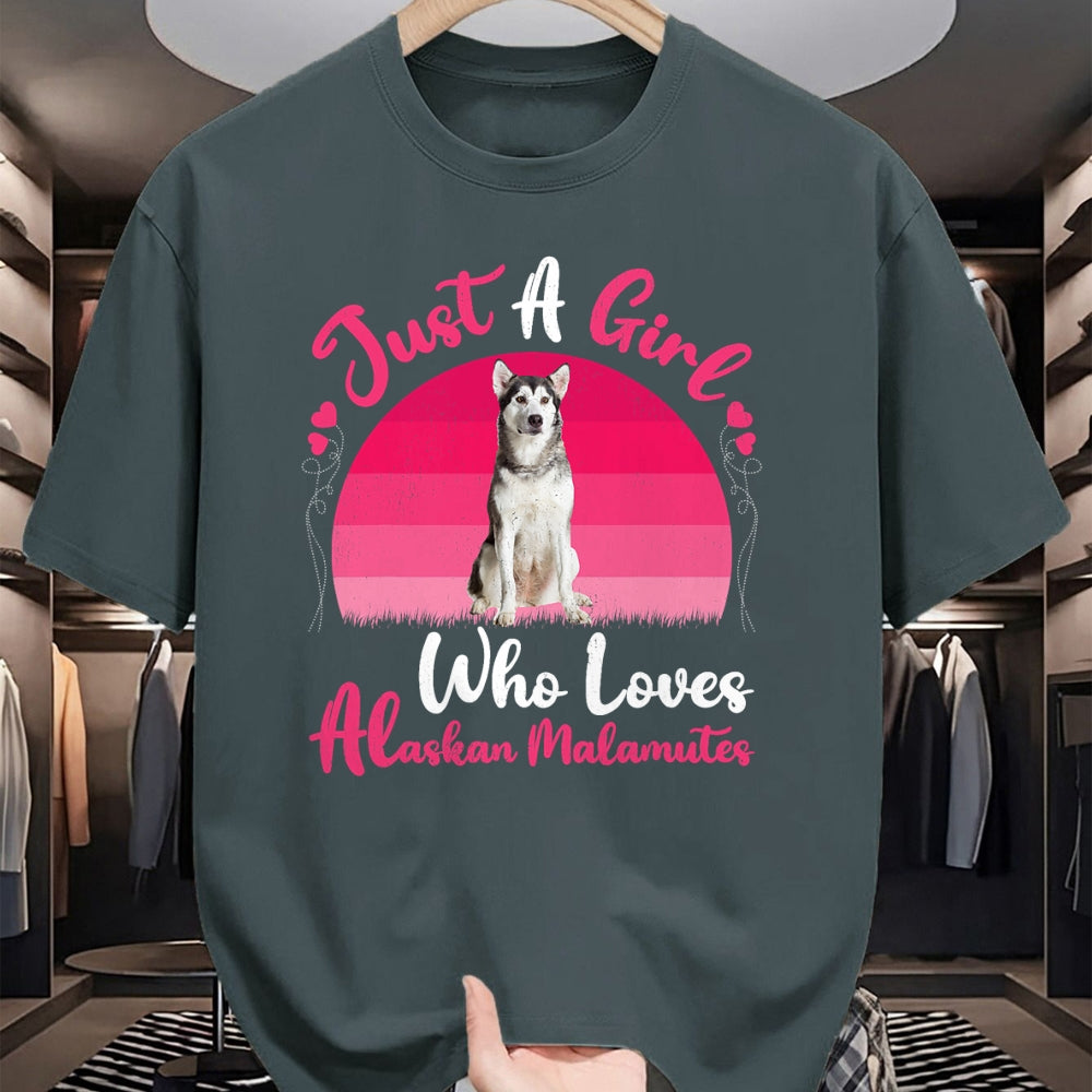 Dog Love Shirt, Dog Lover Gift T-Shirt/Hoodie/Sweatshirt HLT00 - Vintage Dog Lover Just A Girl Who Loves Alaskan Malamutes T-Shirt