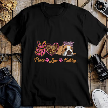 Dog Love Shirt, Dog Lover Gift T-Shirt/Hoodie/Sweatshirt HLT00 - Peace Love English Bulldog Funny Puppy Dog Mom Mother_s Day T-Shirt